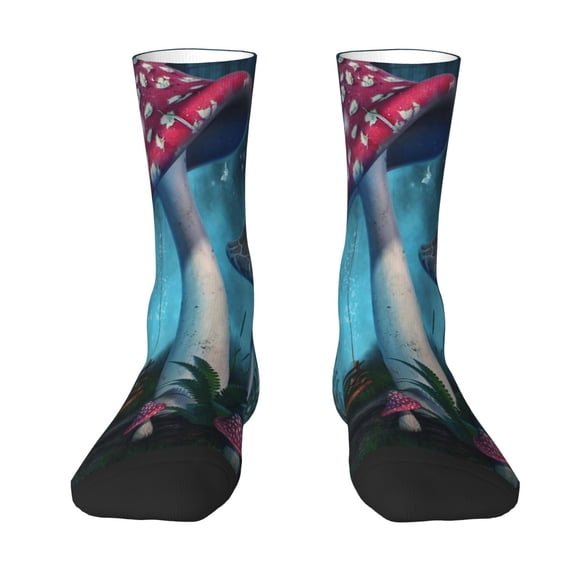 Yiaed Fantasy Mushrooms Print Great elasticity Crew Socks Sports socks for Men and Women