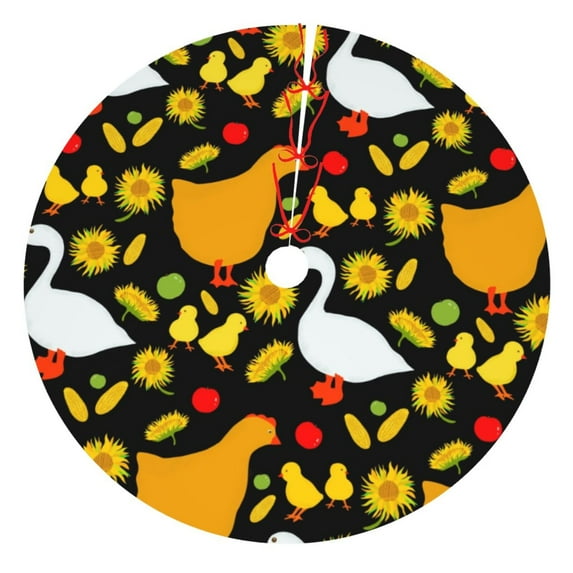 Yiaed Farm Goose Print Christmas Tree Skirt , Tree SkirtsTree Mat for Christmas Winter Holiday Indoor Decorations-48"