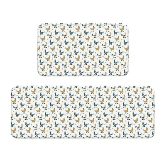 Yiaed Farm Roosters Kitchen Rugs Sets of 2 Kitchen Mats Cushioned Anti Fatigue Kitchen Rug Tapetes Para Cocina for Sink,Laundry Room