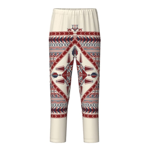 Yiaed Fashion Tatreez Print Teenagers' Lounge Pants, Loose PJ Bottoms, Long Pajama Pants for Men-Small