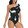 thumbnail image 1 of Yiaed Fashionable Goose Print Women One Piece Swimsuits Tummy Control One Shoulder Bathing Suits Pattern Ruffle Swimwear-X-Large, 1 of 8