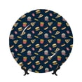 thumbnail image 1 of Yiaed Fastfood Print Bone China Decorative Plate Ceramic Dinner Plates Art Crafts with Display Stand-6in, 1 of 6