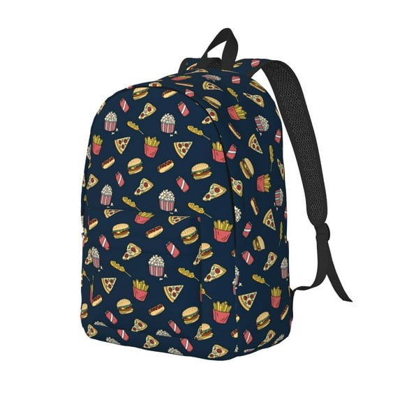 Yiaed Fastfood Print Laptop Backpack Travel Canvas Backpack Vintage Aesthetic Backpack for School Knapsack Plain Backpack Backpack for School-Medium