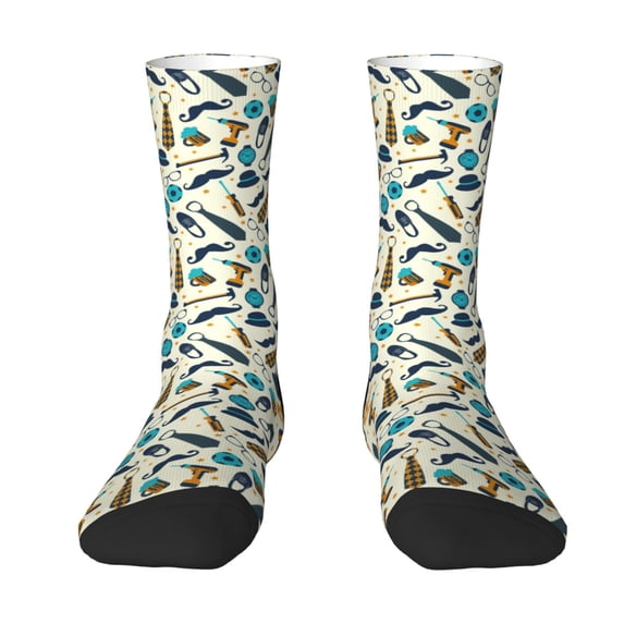 Yiaed Fathers day Print Great elasticity Crew Socks Sports socks for Men and Women