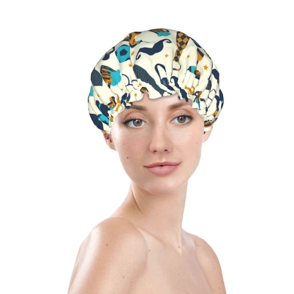 Yiaed Fathers day Print Reusable Shower Cap & Bath Cap & Lined, Oversized Waterproof Shower Caps Designed for all Hair Lengths