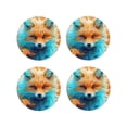 thumbnail image 1 of Yiaed Fiery Red Maple Leaf Fox Print Leather Coasters for Drinks - Cup Coasters Coffee Table Kitchen Table Bar, Home & Office Gifts Handmade Drink Coasters-Round Shape, 1 of 6
