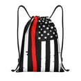 thumbnail image 1 of Yiaed Firefighters USA Flag Print Drawstring Bags Drawstring Backpack Bulk String Back Pack Gym Sport Bag-Small, 1 of 5