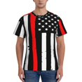 thumbnail image 1 of Yiaed Firefighters USA Flag Print Mens Short Sleeve Tight Fit T-Shirt, Crewneck Casual Tee-Small, 1 of 5