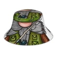 thumbnail image 1 of Yiaed Fishing Gnome Print Reflective Stripe Bucket Hat Unisex Funny Outdoor Fisherman Cap Beach Sun Hat, 1 of 5