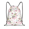 thumbnail image 1 of Yiaed Flamingo And Flowers Print Drawstring Bags Drawstring Backpack Bulk String Back Pack Gym Sport Bag-Small, 1 of 5