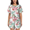 thumbnail image 1 of Yiaed Flamingo Flower Print Short Sleeve Pajama Sets for Women Casual Crew Neck 2 Piece Lounge Sets Women's Short-Sleeved Pajama-4X-Large, 1 of 5