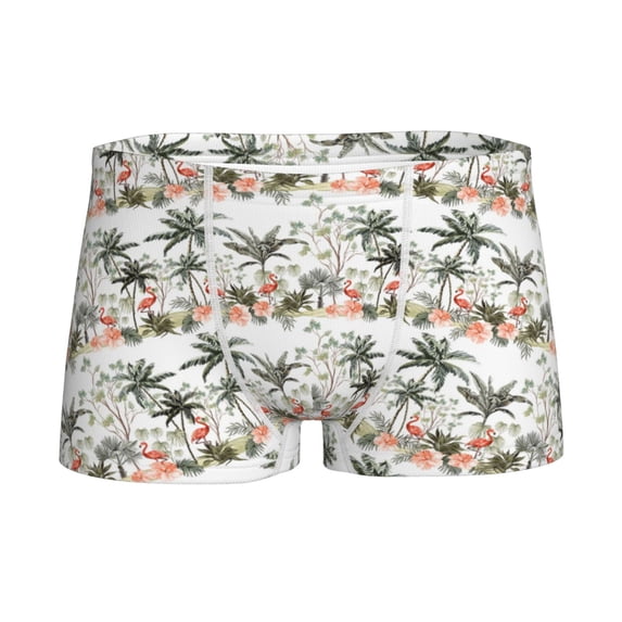 Yiaed Flamingo Palm Trees Print Boys' Boxer Briefs Cotton Casual Stretch Comfort Boys Boxers - Kids Boxer Briefs Underwear for Boys (6-18)-X-Large