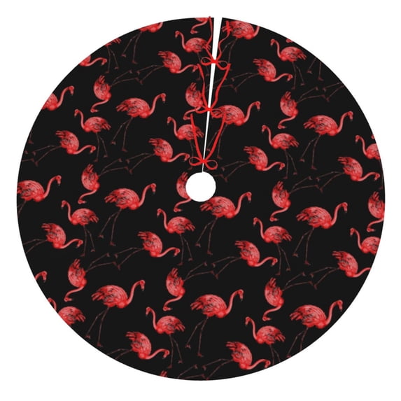 Yiaed Flamingo Print Christmas Tree Skirt , Tree SkirtsTree Mat for Christmas Winter Holiday Indoor Decorations-30"