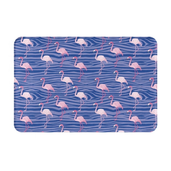 Yiaed Flamingo Print Flannel Doormat Mat Outdoor Indoor Door Mats, Non Slip Durable Entrance Rugs for Outside Entry, Porch, Resist Dirt, 16"x24"