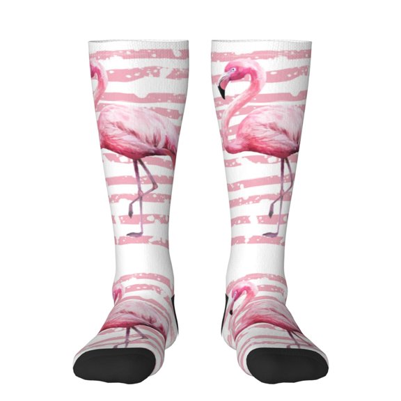 Yiaed Flamingo Print Great elasticity Adult Stockings Sports socks for Men and Women