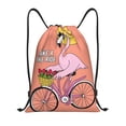 thumbnail image 1 of Yiaed Flamingo Riding a Bicycle Print Drawstring Bags Drawstring Backpack Bulk String Back Pack Gym Sport Bag-Small, 1 of 5