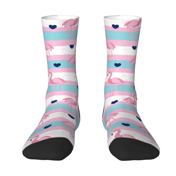 Yiaed Flamingo1 Print Great elasticity Crew Socks Sports socks for Men and Women