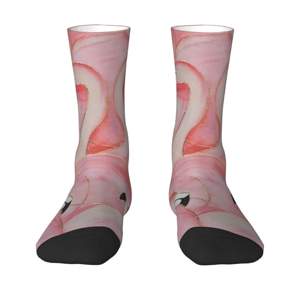 Yiaed Flamingos Print Great elasticity Crew Socks Sports socks for Men and Women