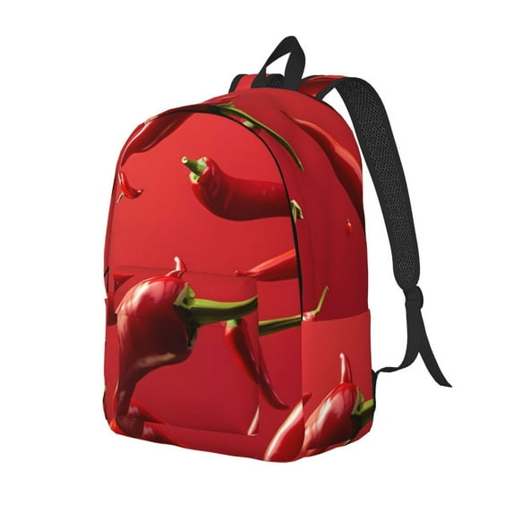 Yiaed Floating Red Chili Peppers Print Laptop Backpack Travel Canvas Backpack Vintage Aesthetic Backpack for School Knapsack Plain Backpack Backpack for School-Medium
