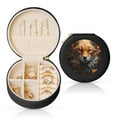 thumbnail image 1 of Yiaed Floral Fox Print Travel Jewelry Case Bridesmaid Gift Boxes Jewelry Travel Organizer Small Round Jewelry Box Mini Storage-Black, 1 of 7