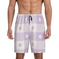 thumbnail image 1 of Yiaed Floral Purple Buffalo Plaid for Men's Soft Sleep Pajama Short Lounging Pajama Shorts-XX-Large, 1 of 8