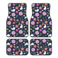 thumbnail image 1 of Yiaed Floral Rabbit Print Carpet Floor Mats for Cars, Auto Accessories Front & Rear Car Floor Mats Car Floor Foot Mat Sets of 4 Pieces, 1 of 7