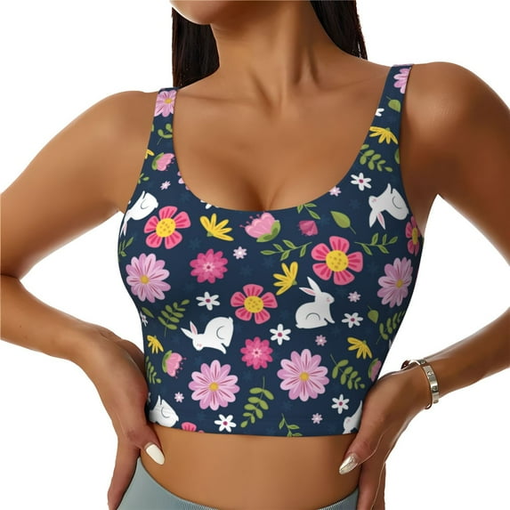 Yiaed Floral Rabbit Print Ladies Waistcoat Women Sports Vest Vest Sports Women Sports Top Yoga Vest for women-XX-Large