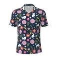 thumbnail image 1 of Yiaed Floral RabbitPrint Men's Short Sleeve Polo Shirt,Golf Polo for Men Three-Button Golf Shirt Athletic Casual Collared T-Shirt- Medium, 1 of 7