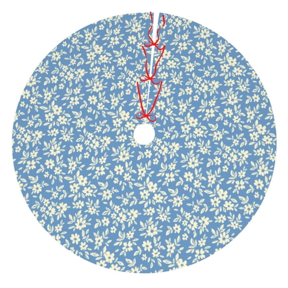 Yiaed Floral Retro Style Print Christmas Tree Skirt , Tree SkirtsTree Mat for Christmas Winter Holiday Indoor Decorations-36"
