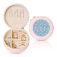thumbnail image 1 of Yiaed Floral Retro Style Print Travel Jewelry Case Bridesmaid Gift Boxes Jewelry Travel Organizer Small Round Jewelry Box Mini Storage-Pink, 1 of 7