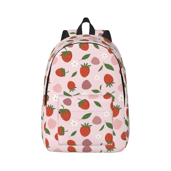 Yiaed Floral Strawberr Print Backpack, Premium Laptop Backpack, Travel Backpack for Women, Lightweight Backpacks, Comfortable Back Pack-Small