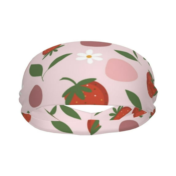 Yiaed Floral Strawberr Print Sports Headbands,Moisture Wicking Workout Headband, Sweatband Headbands for Running,Cycling for Women and Men