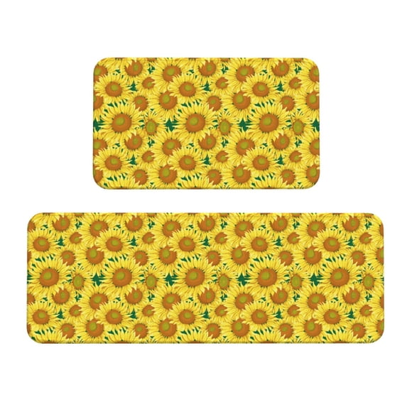 Yiaed Floral Sunflowers Kitchen Rugs Sets of 2 Kitchen Mats Cushioned Anti Fatigue Kitchen Rug Tapetes Para Cocina for Sink,Laundry Room