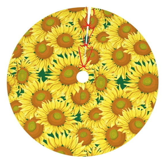 Yiaed Floral Sunflowers Print Christmas Tree Skirt , Tree SkirtsTree Mat for Christmas Winter Holiday Indoor Decorations-36"