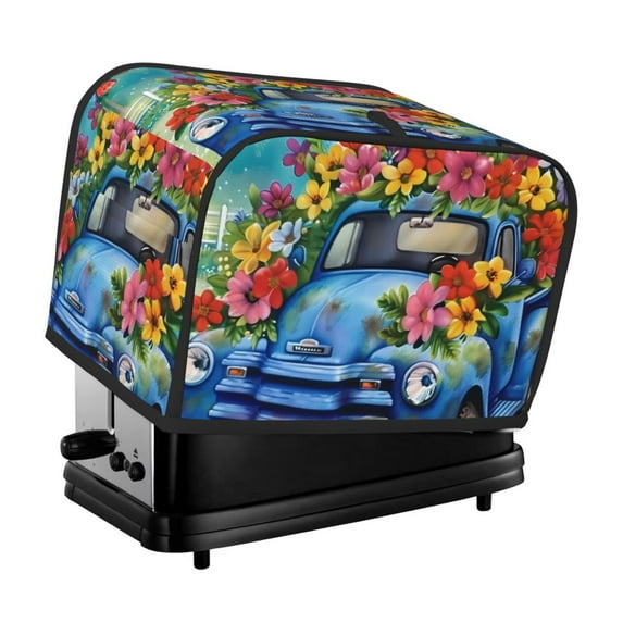 Yiaed Floral Truck Welcome Print Two Slice Bread Machine Cover, Universal Size Kitchen Appliance Cover for Bread Machine,Bread Machine Cover