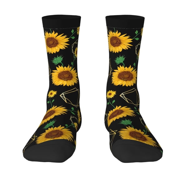 Yiaed Flower (2) Print Great elasticity Crew Socks Sports socks for Men and Women