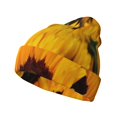 thumbnail image 1 of Yiaed Flower Bush Sunflower Print Winter Beanie for Men Women, Fleece Lined Beanie Soft Warm Knit Hat Ski Stocking Cuffed Ca, 1 of 6
