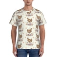 thumbnail image 1 of Yiaed Flower Chicken Print Mens Short Sleeve Tight Fit T-Shirt, Crewneck Casual Tee-Small, 1 of 5