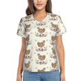 thumbnail image 1 of Yiaed Flower Chicken Print Women's T Shirt V-Neck Short Sleeve Shirt Casual Breathable Tee Summer Tops-Large, 1 of 5