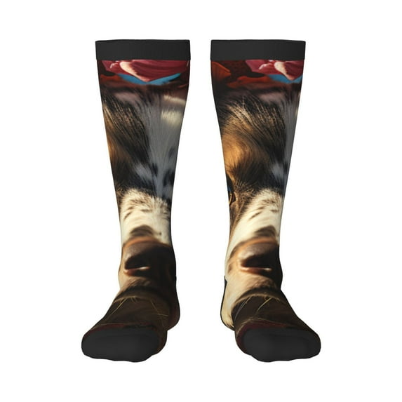 Yiaed Flower Crown Dog Print Great elasticity Adult Stockings Sports socks for Men and Women