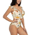 thumbnail image 1 of Yiaed Flower Fox Print Women's Ruffled One Piece Swimsuit V Neck Swimwear Slimming Monokini for Woman-Medium, 1 of 8