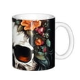 thumbnail image 1 of Yiaed Flower Horn Skull Print Ceramics Coffee,Large Handle Design,Extra Large Tea and Coffee Cup for Office and Home Mugs, 1 of 6