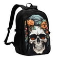thumbnail image 1 of Yiaed Flower Horn Skull Print Laptop Backpack,Business Travel Durable Laptops Backpack with USB Charging Port,Water Resistant College Computer Bag, 1 of 5