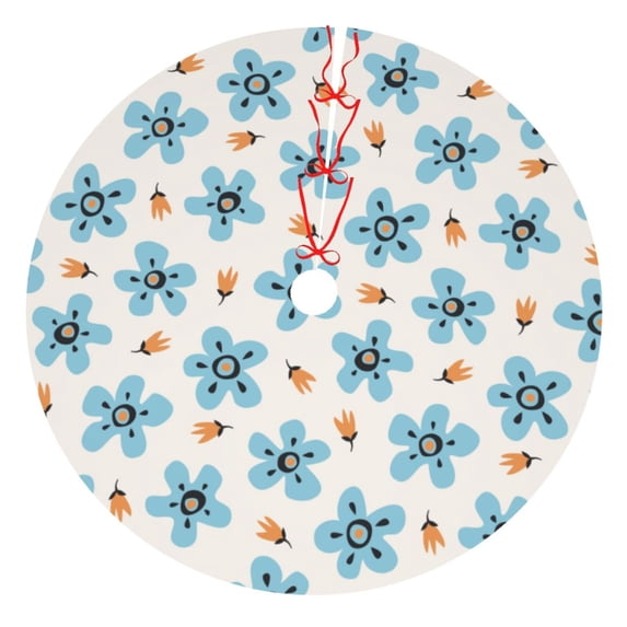 Yiaed Flower Leaves Print Christmas Tree Skirt , Tree SkirtsTree Mat for Christmas Winter Holiday Indoor Decorations-48"