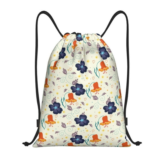 Yiaed Flower Leaves Print Drawstring Bags Drawstring Backpack Bulk String Back Pack Gym Sport Bag-Medium