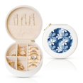 thumbnail image 1 of Yiaed Flower Print Travel Jewelry Case Bridesmaid Gift Boxes Jewelry Travel Organizer Small Round Jewelry Box Mini Storage-White, 1 of 7