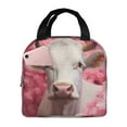 thumbnail image 1 of Yiaed Flower White Cow Print Insulated Lunch Bag Reusable Cute Tote Lunch Box, Leakproof Cooler Lunch Bags for Work Office Travel School Picnic, 1 of 5