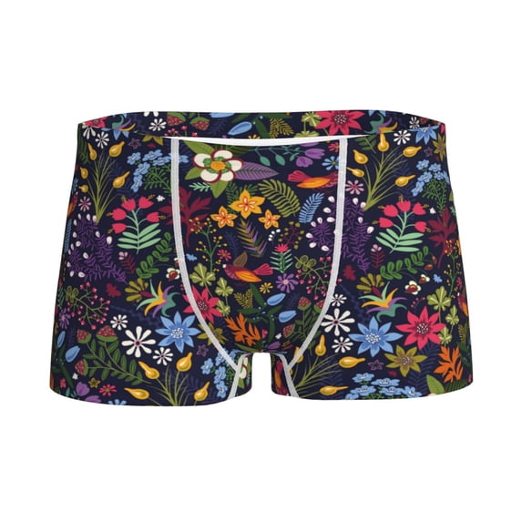 Yiaed Flowers And Birds Print Boys' Boxer Briefs Cotton Casual Stretch Comfort Boys Boxers - Kids Boxer Briefs Underwear for Boys (6-18)-Small