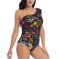 thumbnail image 1 of Yiaed Flowers And Birds Print Women One Piece Swimsuits Tummy Control One Shoulder Bathing Suits Pattern Ruffle Swimwear-XX-Large, 1 of 8