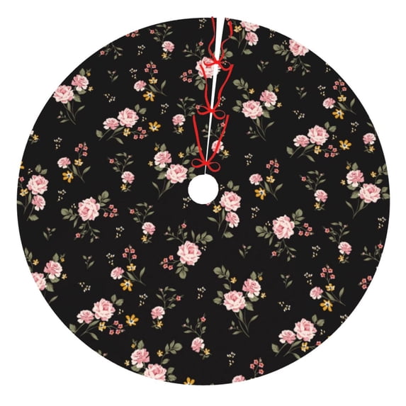 Yiaed Flowers Print Christmas Tree Skirt , Tree SkirtsTree Mat for Christmas Winter Holiday Indoor Decorations-48"